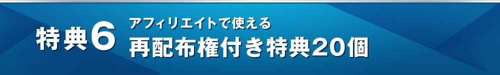 特典６ アフィリエイトで使える再配布権付き特典20個