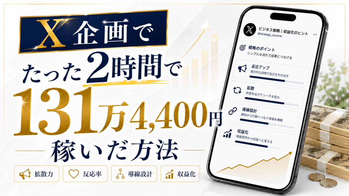 X企画で2時間で131万4,400円稼いだ方法