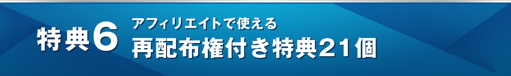 特典６ アフィリエイトで使える再配布権付き特典21個